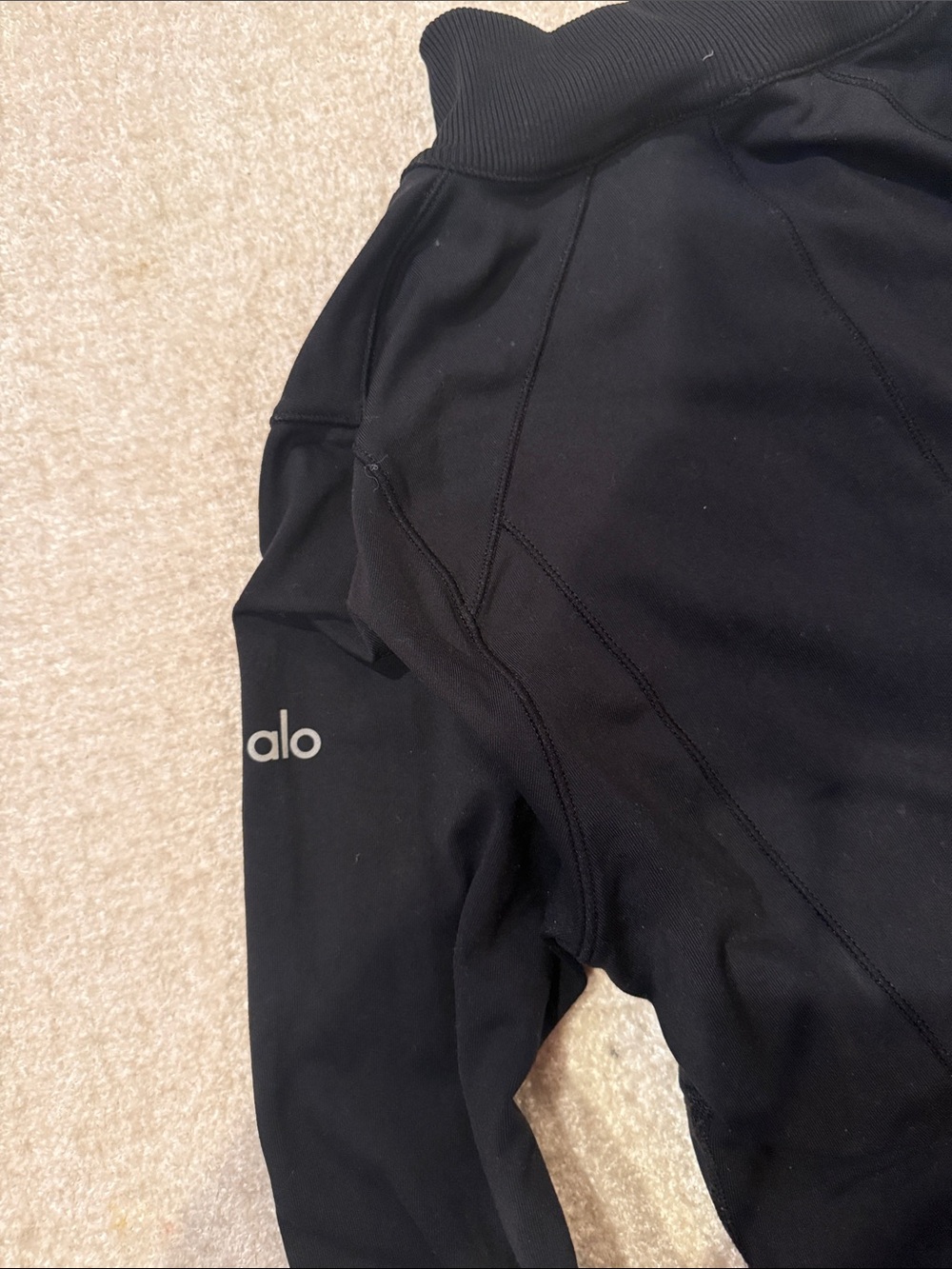 ALO Slim Black Zip-Front Athletic Jacket - Picture 3 of 3
